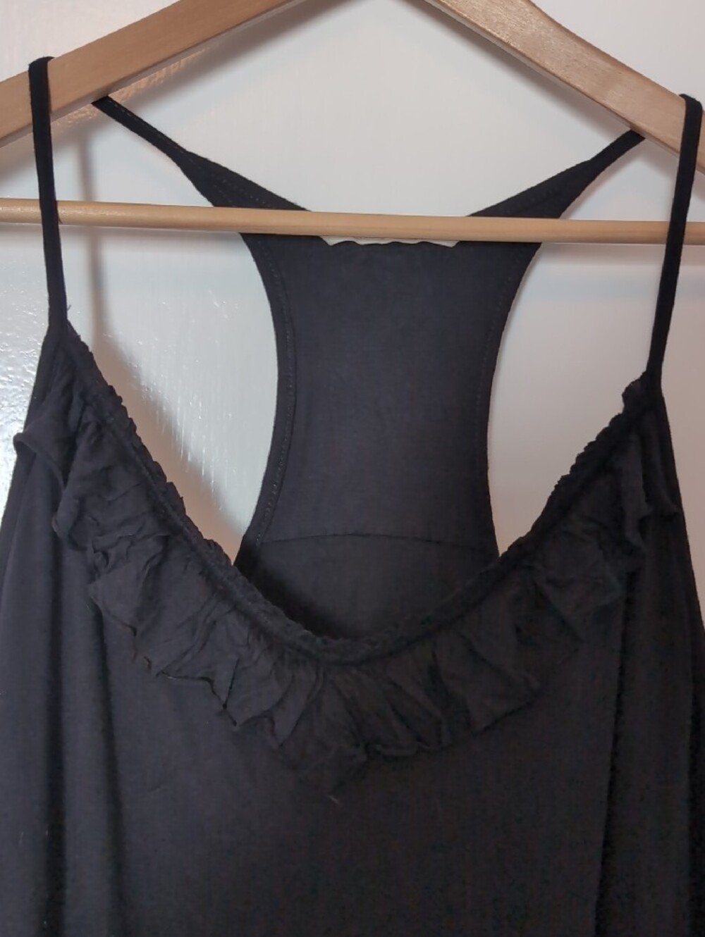 Black Ruffle-Trim Racerback Tank - Picture 2 of 4